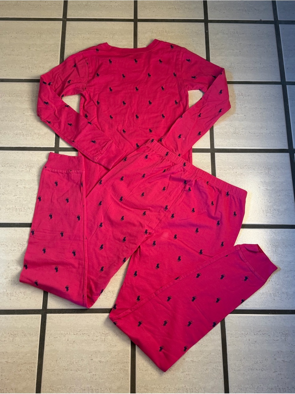 Ralph Lauren Kids Pink Polo Pony Pajama Set New Size 12